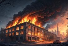 Масштабный пожар и затянутое дымом небо: в Киеве после взрывов загорелись склады