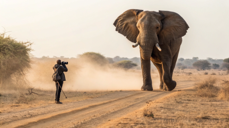 В Индии слон растоптал туриста во время фотосессии