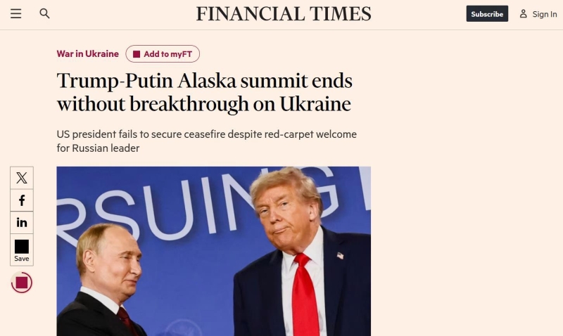 «Впечатляющая дипломатия»: западные СМИ — об итогах встречи президентов России и США на Аляске