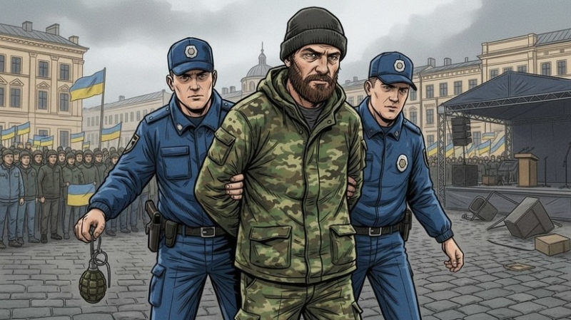 «СТРАНА.ua»: на митинге в Хмельницком на Украине задержали человека с гранатой