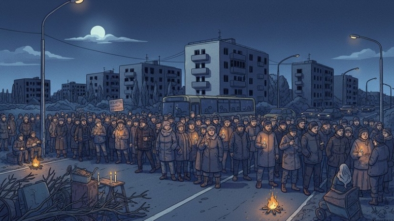 Жители Кривого Рога перекрыли дорогу из-за отключений света