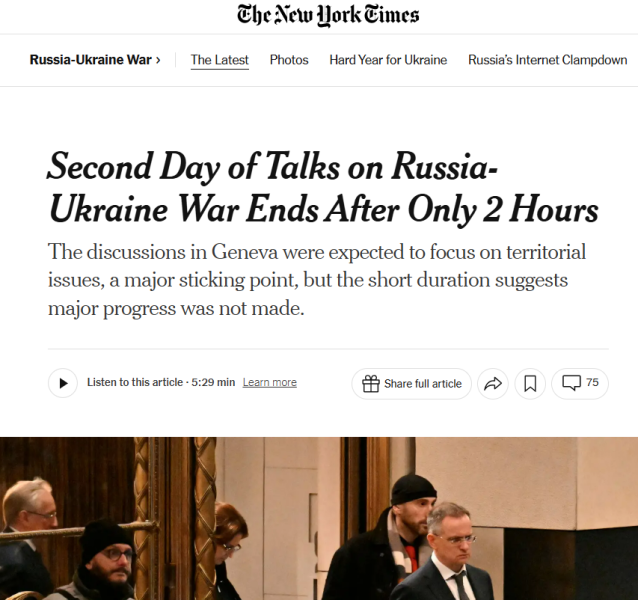 «Основное внимание уделяется территориям»: западные СМИ — о переговорах в Женеве по урегулированию украинского конфликта