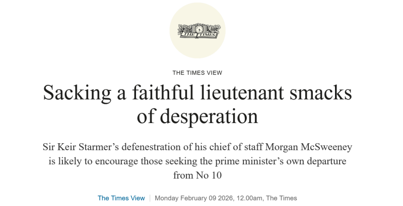 «Рискует пойти ко дну»: западные СМИ — о пошатнувшихся позициях Стармера на фоне публикации файлов Эпштейна