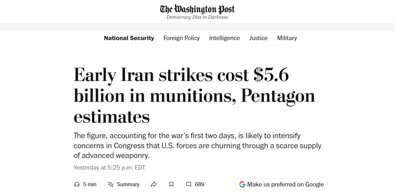 «Ожесточённые споры» и «стремительно растущие расходы»: западные СМИ — о недовольстве американцев войной против Ирана