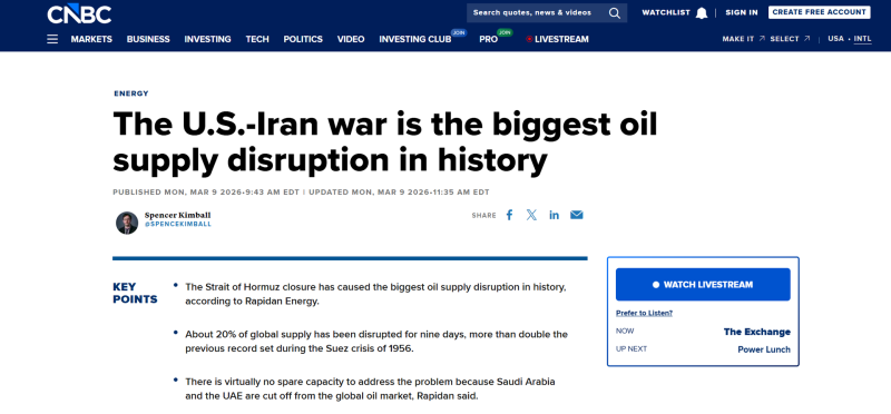 «Самый серьёзный стратегический просчёт»: западные СМИ — о срыве поставок нефти в результате войны США с Ираном