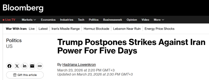 «Уловка» или «дипломатический выход»: западные СМИ — об отсрочке американских ударов по энергетике Ирана