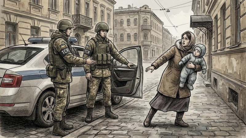В Одессе работники ТЦК при мобилизации мужа украли женщину с годовалым ребёнком