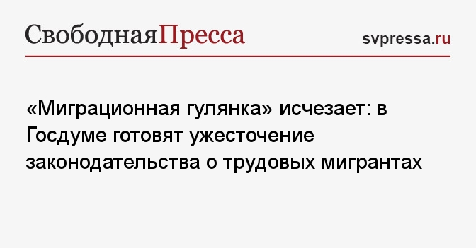«Миграционная гулянка» исчезает: в Госдуме готовят ужесточение законодательства о трудовых мигрантах