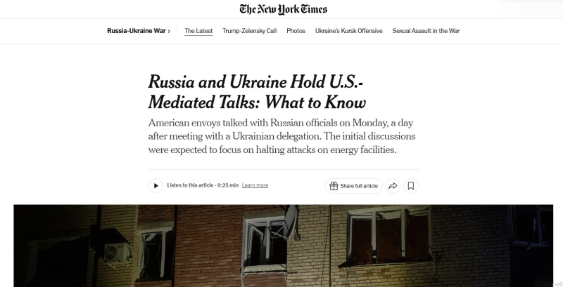 &laquo;Движение к перемирию даётся нелегко&raquo;: западные СМИ &mdash; о переговорах по украинскому урегулированию в Эр-Рияде