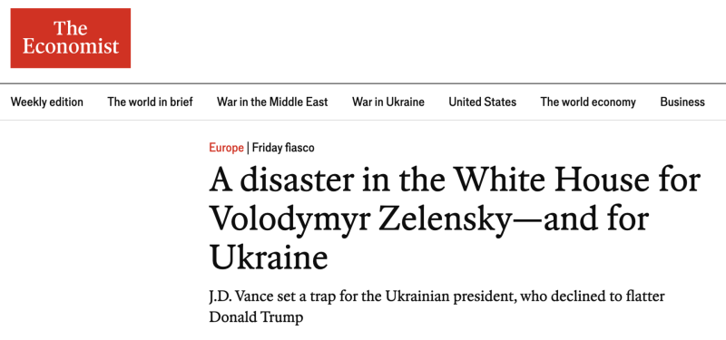 &laquo;Катастрофа для Украины&raquo;: западные СМИ &mdash; о скандале между Трампом и Зеленским в Вашингтоне