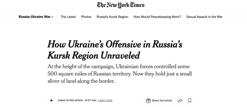 &laquo;Отступление носило хаотичный характер&raquo;: западные СМИ &mdash; о провале ВСУ на Курском направлении