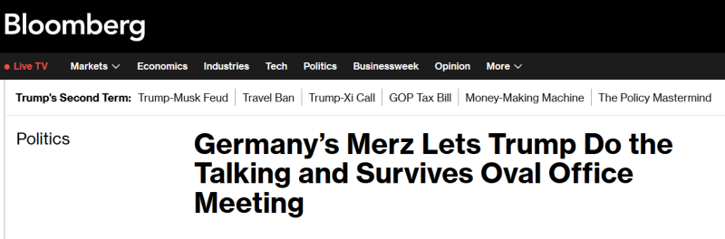 «Публичная выволочка»: западные СМИ — о визите канцлера Германии в США и его встрече с Трампом