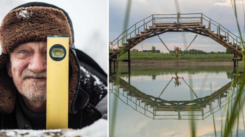 &laquo;С пяти лет уже у меня топорик был&raquo;: как сибирский плотник собрал мост по эскизу Леонардо да Винчи