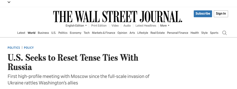 &laquo;Шаг на пути к ошеломляющей перезагрузке&raquo;: американские СМИ &mdash; о переговорах США и России в Эр-Рияде