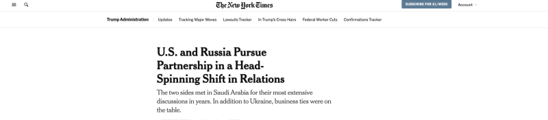 &laquo;Шаг на пути к ошеломляющей перезагрузке&raquo;: американские СМИ &mdash; о переговорах США и России в Эр-Рияде