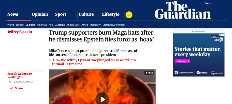 &laquo;Тест на лояльность&raquo;: западные СМИ &mdash; о расколе в Республиканской партии из-за дела Эпштейна