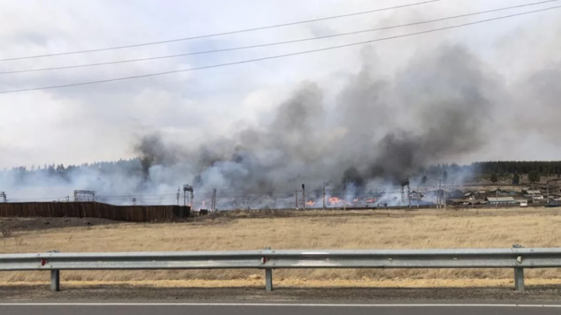 В Забайкалье природный пожар перешёл на дома в городе Борзе