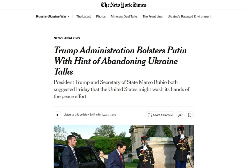 &laquo;Зеленскому было бы трудно принять условия&raquo;: американские СМИ &mdash; о предложениях США по урегулированию ситуации на Украине