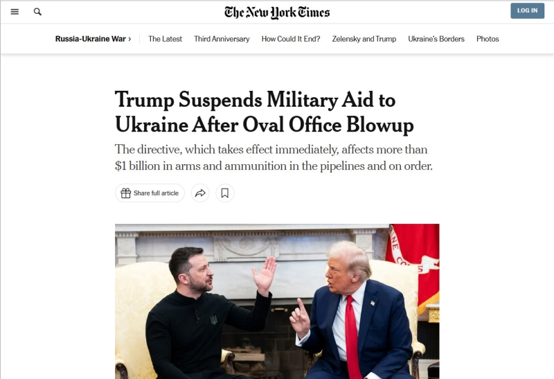 &laquo;Зеленскому, возможно, придётся унижаться&raquo;: западные СМИ &mdash; о последствиях приостановки американской военной помощи Киеву