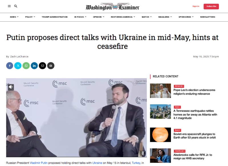 &laquo;Знаковое обращение&raquo;: мировые СМИ &mdash; о предложении Владимира Путина провести прямые переговоры с Киевом в Стамбуле